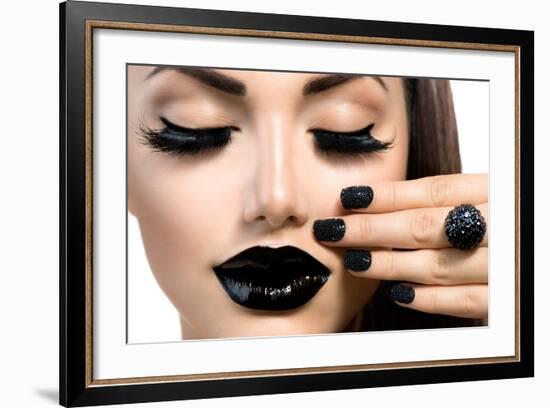 Beauty Fashion Model Girl With Black Make Up, Long Lushes-Subbotina Anna-Framed Art Print