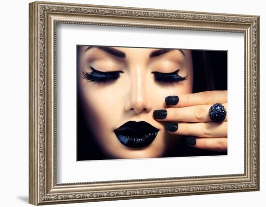 Beauty Fashion Model Girl with Black Make Up, Long Lushes-Subbotina Anna-Framed Photographic Print