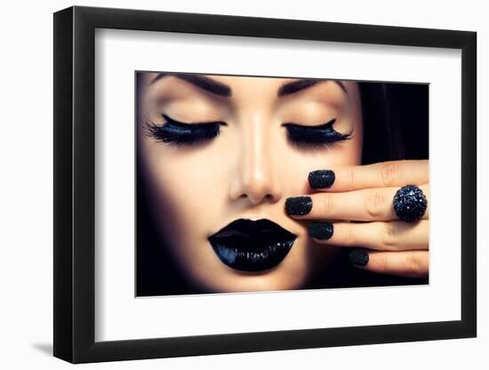 Beauty Fashion Model Girl with Black Make Up, Long Lushes-Subbotina Anna-Framed Photographic Print