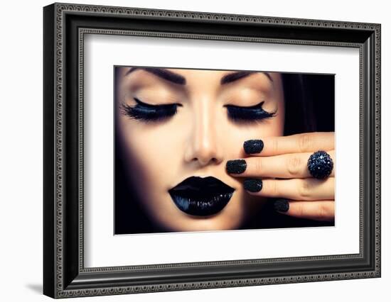 Beauty Fashion Model Girl with Black Make Up, Long Lushes-Subbotina Anna-Framed Photographic Print