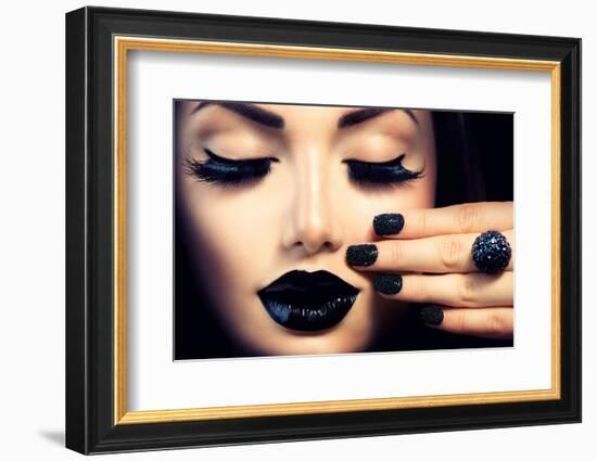 Beauty Fashion Model Girl with Black Make Up, Long Lushes-Subbotina Anna-Framed Photographic Print