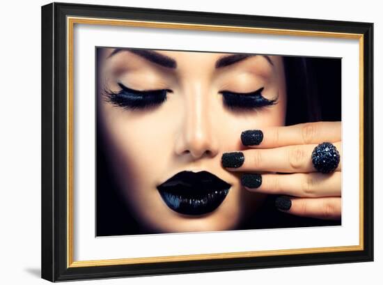 Beauty Fashion Model Girl with Black Make Up, Long Lushes-Subbotina Anna-Framed Photographic Print