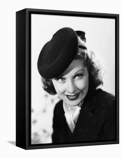 Beauty for the Asking, Lucille Ball, Modeling a Black Felt Pillbox Hat by Edward Stevenson, 1939-null-Framed Stretched Canvas