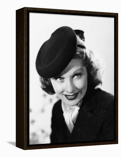 Beauty for the Asking, Lucille Ball, Modeling a Black Felt Pillbox Hat by Edward Stevenson, 1939-null-Framed Stretched Canvas