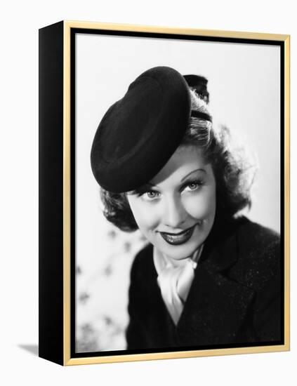 Beauty for the Asking, Lucille Ball, Modeling a Black Felt Pillbox Hat by Edward Stevenson, 1939-null-Framed Stretched Canvas