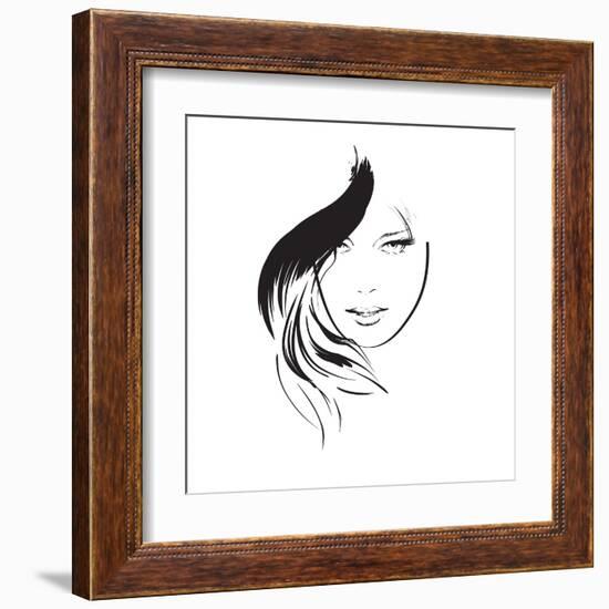 Beauty Girl Face-Ice-Storm-Framed Art Print