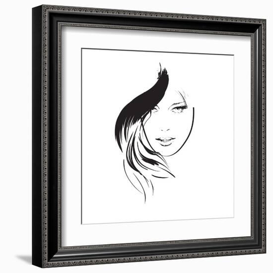 Beauty Girl Face-Ice-Storm-Framed Art Print