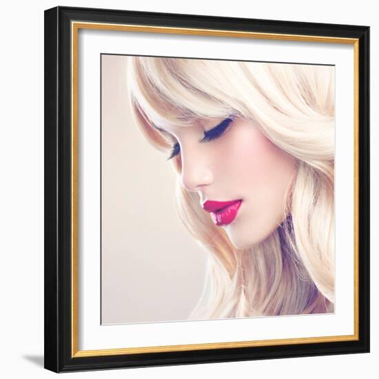 Beauty Girl with Blonde Hair-Subbotina Anna-Framed Photographic Print