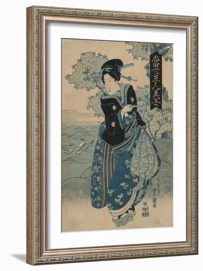 Beauty Holding a Pipe-Utagawa Toyokuni-Framed Art Print