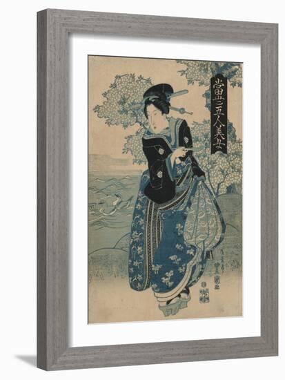 Beauty Holding a Pipe-Utagawa Toyokuni-Framed Art Print