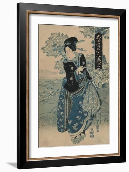 Beauty Holding a Pipe-Utagawa Toyokuni-Framed Art Print