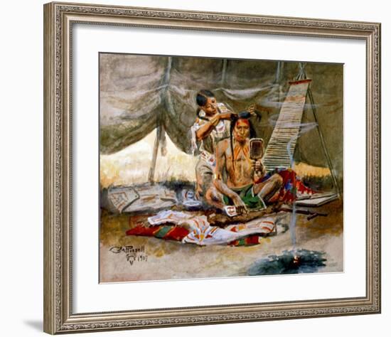 Beauty Parlor-Charles Marion Russell-Framed Art Print