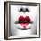 Beauty Sexy Lips with Heart Shape Paint. Love Concept. Kiss-Subbotina Anna-Framed Photographic Print