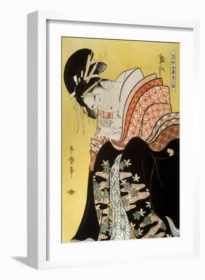 Beauty Takigawa from the Tea-House Ogi, Late 18th or Early 19th Century-Kitagawa Utamaro-Framed Giclee Print