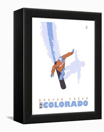 Beaver Creek, Colorado, Snowboard Stylized-Lantern Press-Framed Stretched Canvas