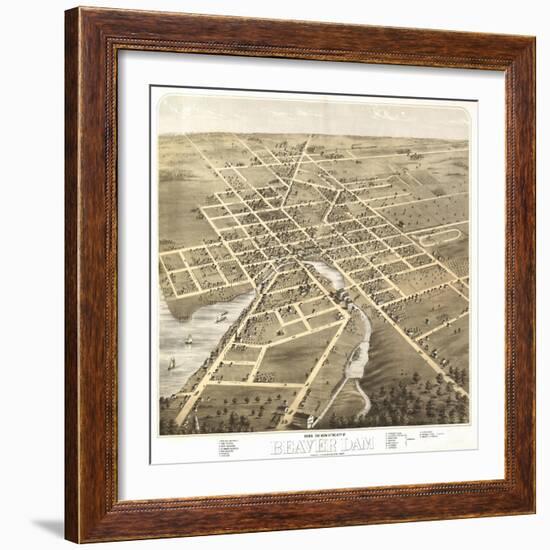 Beaver Dam, Wisconsin - Panoramic Map-Lantern Press-Framed Art Print