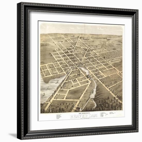 Beaver Dam, Wisconsin - Panoramic Map-Lantern Press-Framed Art Print