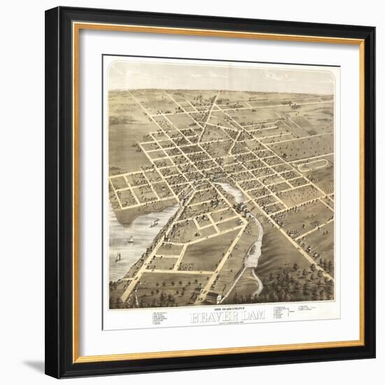 Beaver Dam, Wisconsin - Panoramic Map-Lantern Press-Framed Art Print