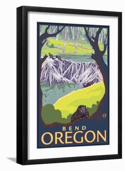 Beaver Family, Bend, Oregon-Lantern Press-Framed Art Print