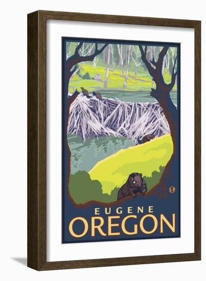 Beaver Family, Eugene, Oregon-Lantern Press-Framed Art Print