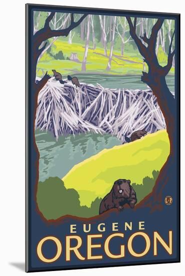 Beaver Family, Eugene, Oregon-Lantern Press-Mounted Art Print