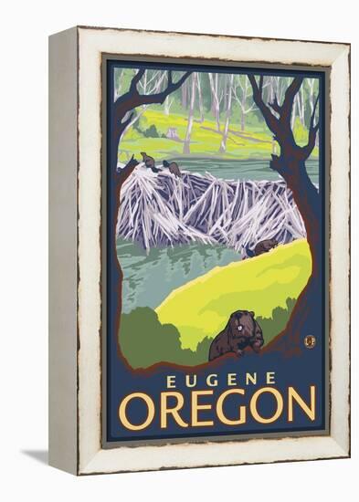 Beaver Family, Eugene, Oregon-Lantern Press-Framed Stretched Canvas