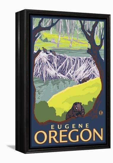 Beaver Family, Eugene, Oregon-Lantern Press-Framed Stretched Canvas