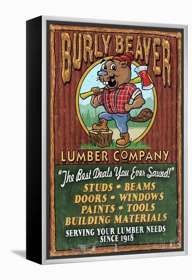 Beaver Lumber - Vintage Sign-Lantern Press-Framed Stretched Canvas