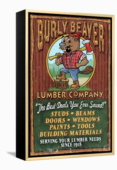 Beaver Lumber - Vintage Sign-Lantern Press-Framed Stretched Canvas