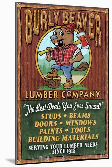 Beaver Lumber - Vintage Sign-Lantern Press-Mounted Art Print