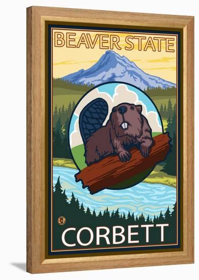 Beaver & Mt. Hood, Corbett, Oregon-Lantern Press-Framed Stretched Canvas