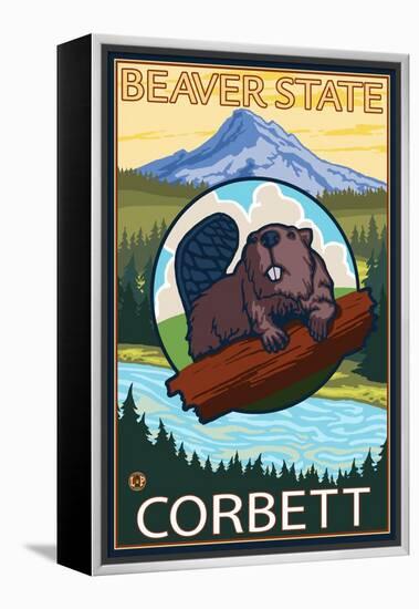 Beaver & Mt. Hood, Corbett, Oregon-Lantern Press-Framed Stretched Canvas