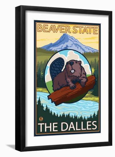 Beaver & Mt. Hood, The Dalles, Oregon-Lantern Press-Framed Art Print