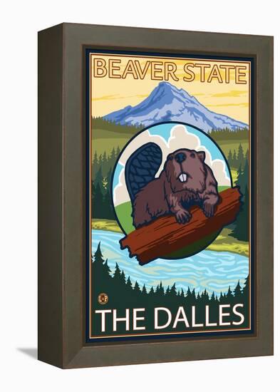 Beaver & Mt. Hood, The Dalles, Oregon-Lantern Press-Framed Stretched Canvas