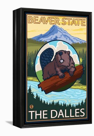 Beaver & Mt. Hood, The Dalles, Oregon-Lantern Press-Framed Stretched Canvas