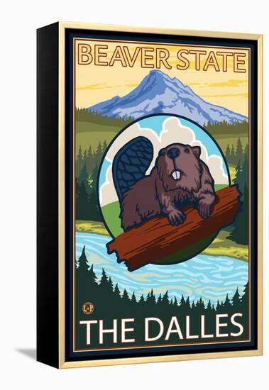 Beaver & Mt. Hood, The Dalles, Oregon-Lantern Press-Framed Stretched Canvas