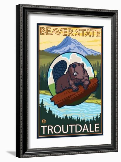 Beaver & Mt. Hood, Troutdale, Oregon-Lantern Press-Framed Art Print