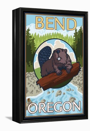 Beaver & River, Bend, Oregon-Lantern Press-Framed Stretched Canvas