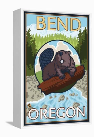 Beaver & River, Bend, Oregon-Lantern Press-Framed Stretched Canvas