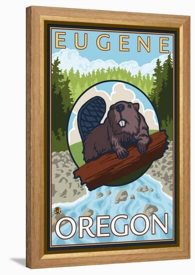 Beaver & River, Eugene, Oregon-Lantern Press-Framed Stretched Canvas