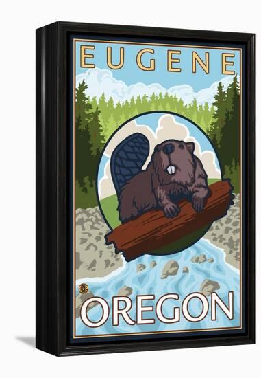 Beaver & River, Eugene, Oregon-Lantern Press-Framed Stretched Canvas