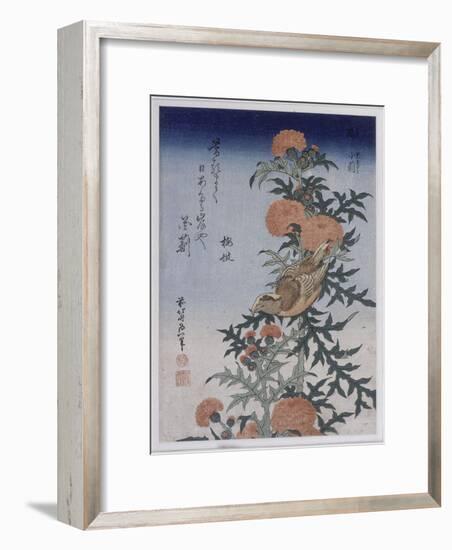 Bec croisé et chardon-Katsushika Hokusai-Framed Giclee Print