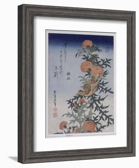 Bec croisé et chardon-Katsushika Hokusai-Framed Giclee Print