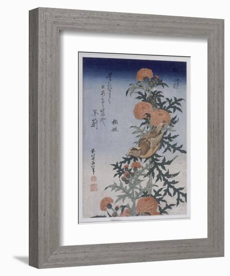 Bec croisé et chardon-Katsushika Hokusai-Framed Giclee Print