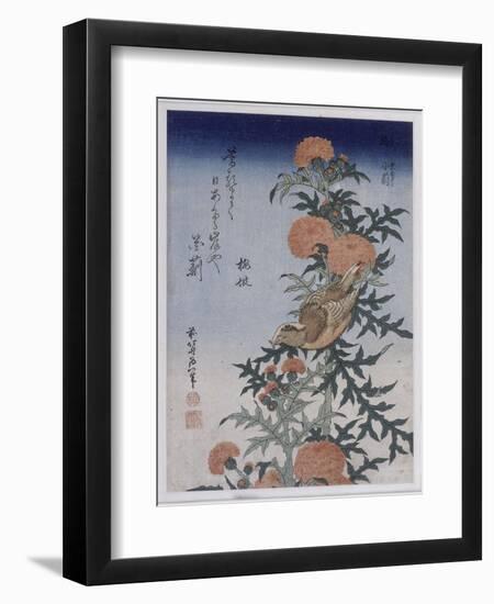 Bec croisé et chardon-Katsushika Hokusai-Framed Giclee Print