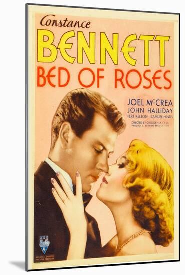 BED OF ROSES, from left: Joel McCrea, Constance Bennett on midget window card, 1933.-null-Mounted Art Print