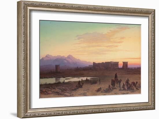 Bedouin Encampment before the Temple of Hathor at Dendera-Charles Vacher-Framed Giclee Print