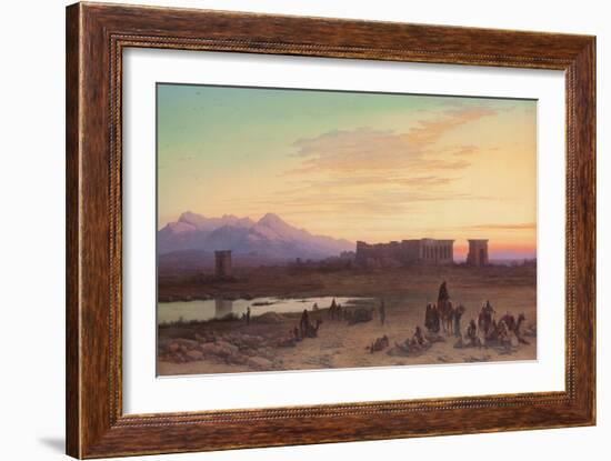 Bedouin Encampment before the Temple of Hathor at Dendera-Charles Vacher-Framed Giclee Print