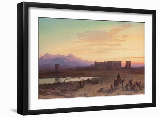 Bedouin Encampment before the Temple of Hathor at Dendera-Charles Vacher-Framed Giclee Print