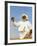 Bedouin Man Kneels on Top of a Sand Dune in the Desert-John Warburton-lee-Framed Photographic Print